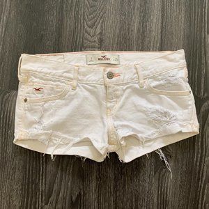 Hollister~Ripped Jean Shorts~White